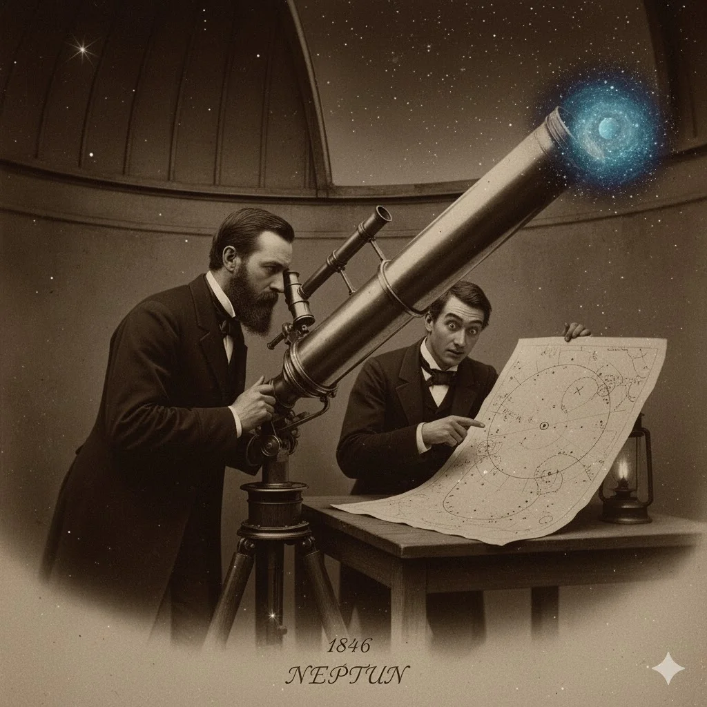 Ilustrační obrázek: Planeta Neptun objevená díky vědecké metodě a matematickým výpočtům