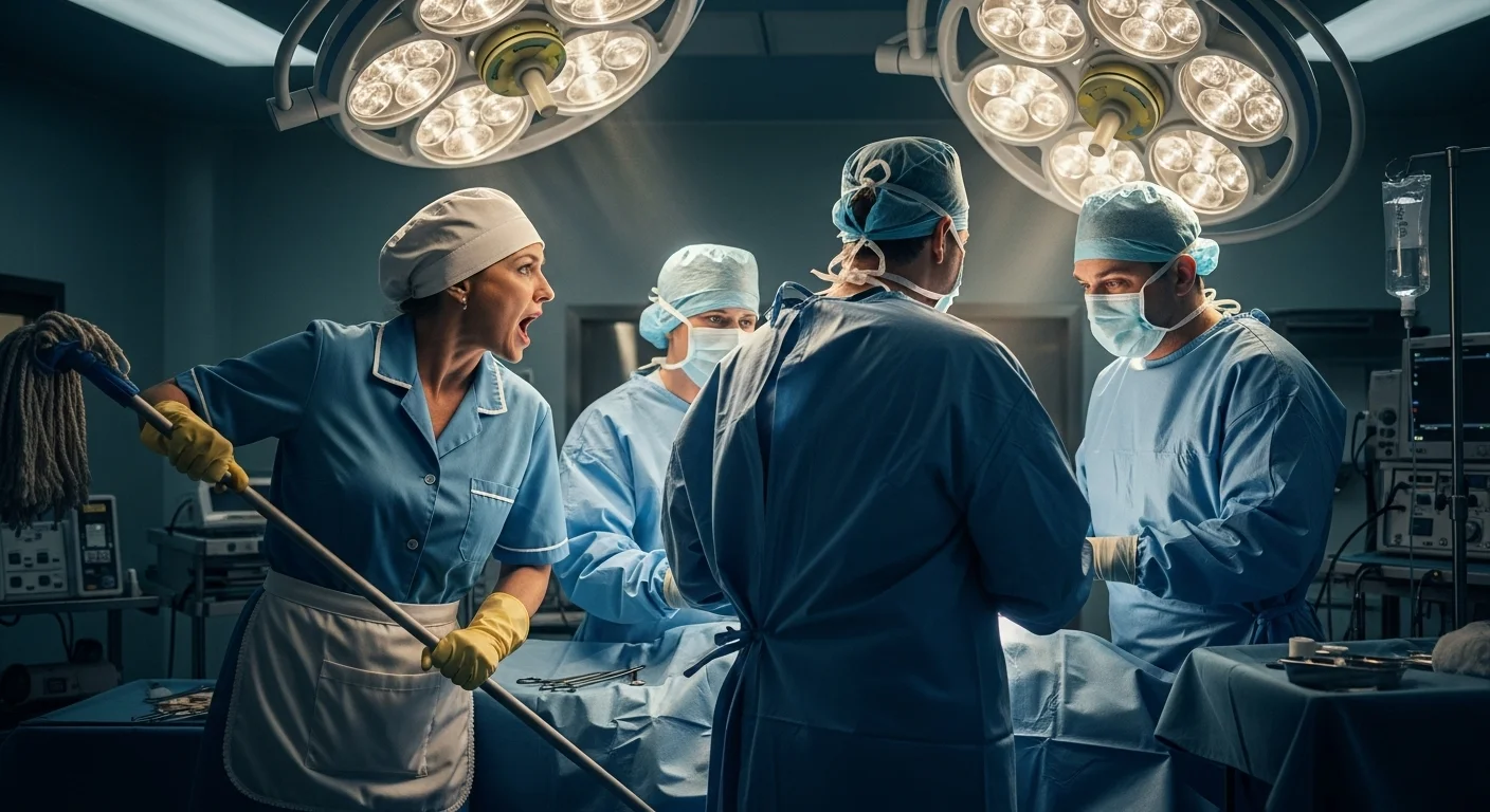 Uklízečka poučuje lékaře