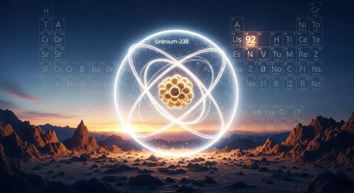 AI ilustrace atomu Uranu