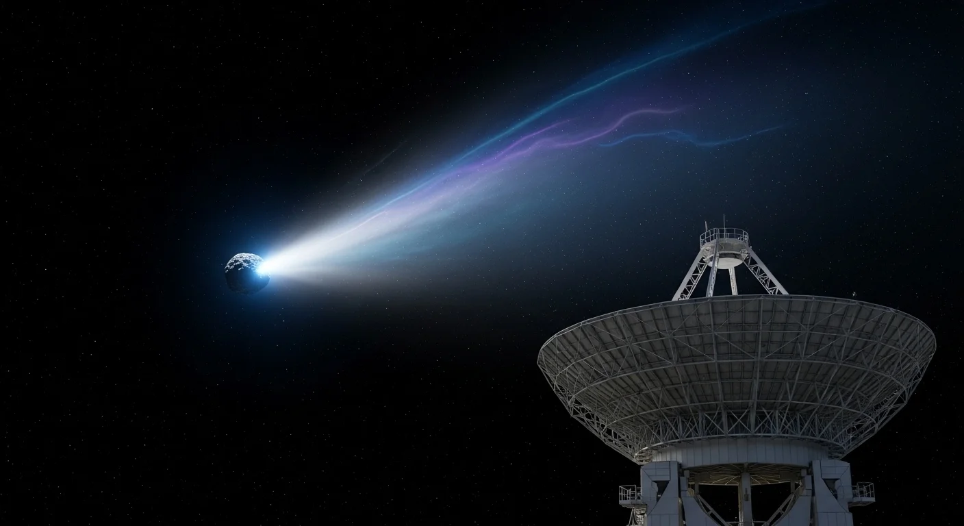 Ilustrace: Interstelární kometa s neobvyklým chemickým složením je pozorována obřím pozemským teleskopem.