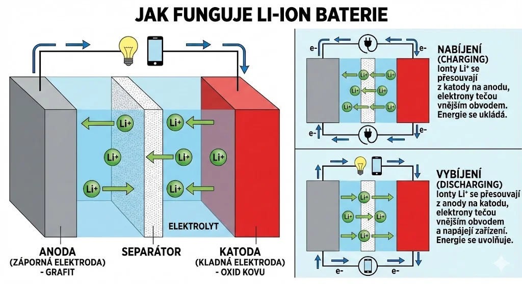 Infografika - jak funguje Li-Ion baterie