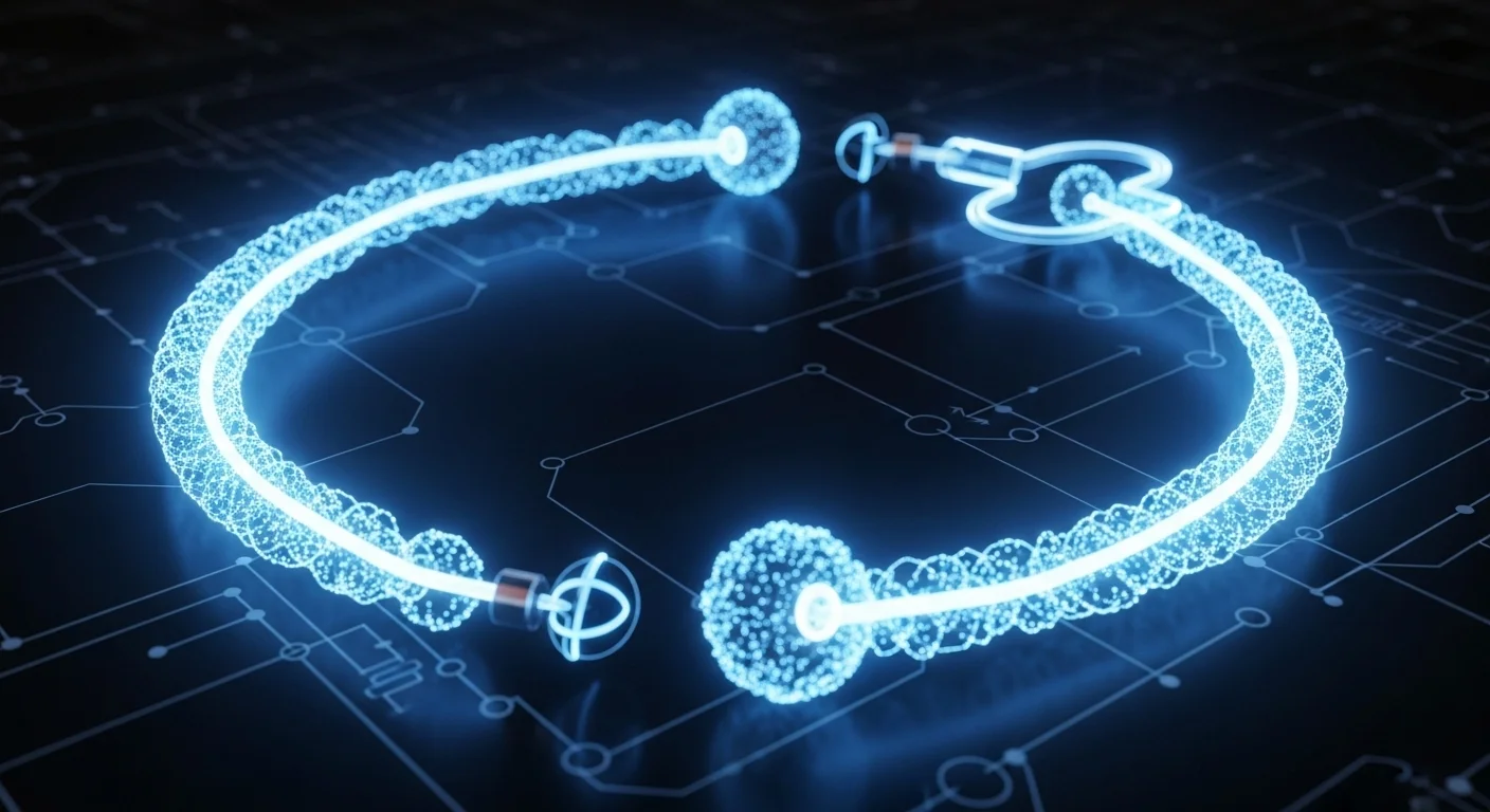 AI ilustrace - Vizualizace elektrického obvodu s proudícími elektrony tvořícími uzavřenou smyčku.