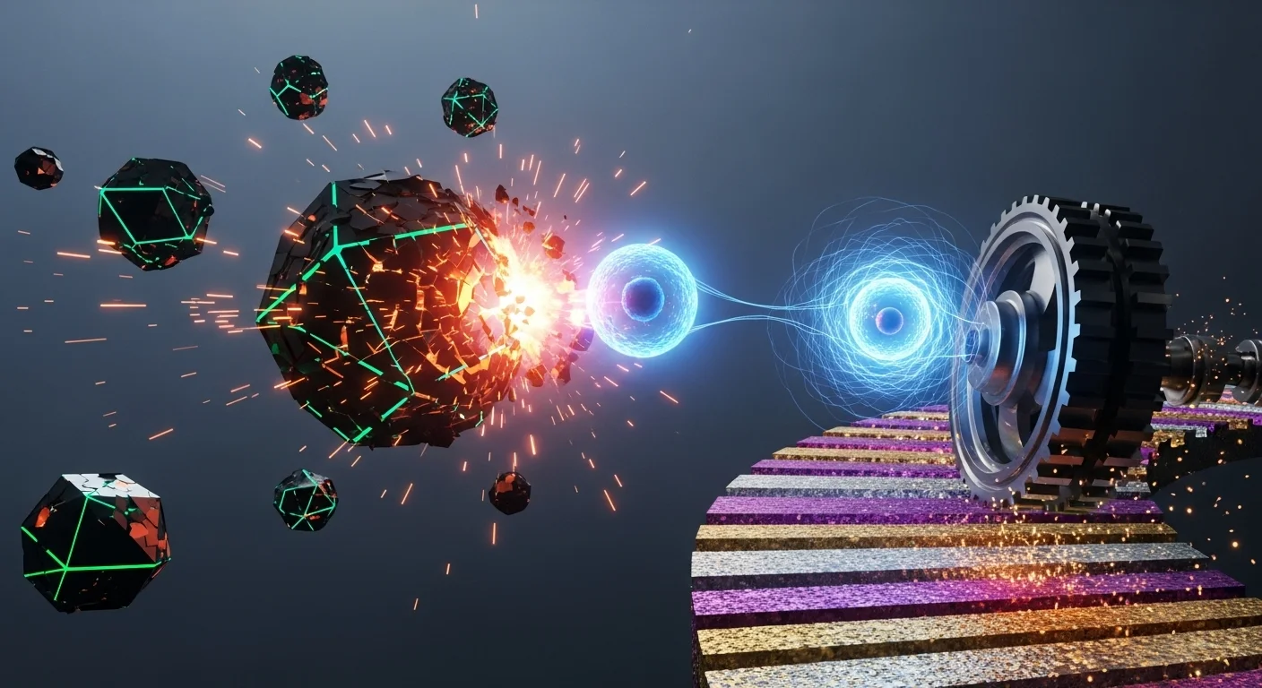 Abstraktní vizualizace jednoho elektronu, který prochází různými fázemi generování tepla, světla, pohybu a vln.