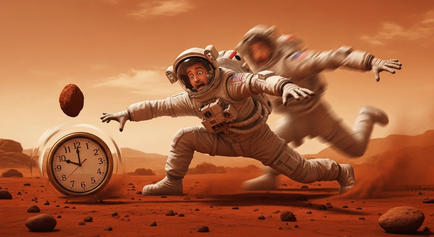 Astronaut na Marsu se komicky rychle pohybuje