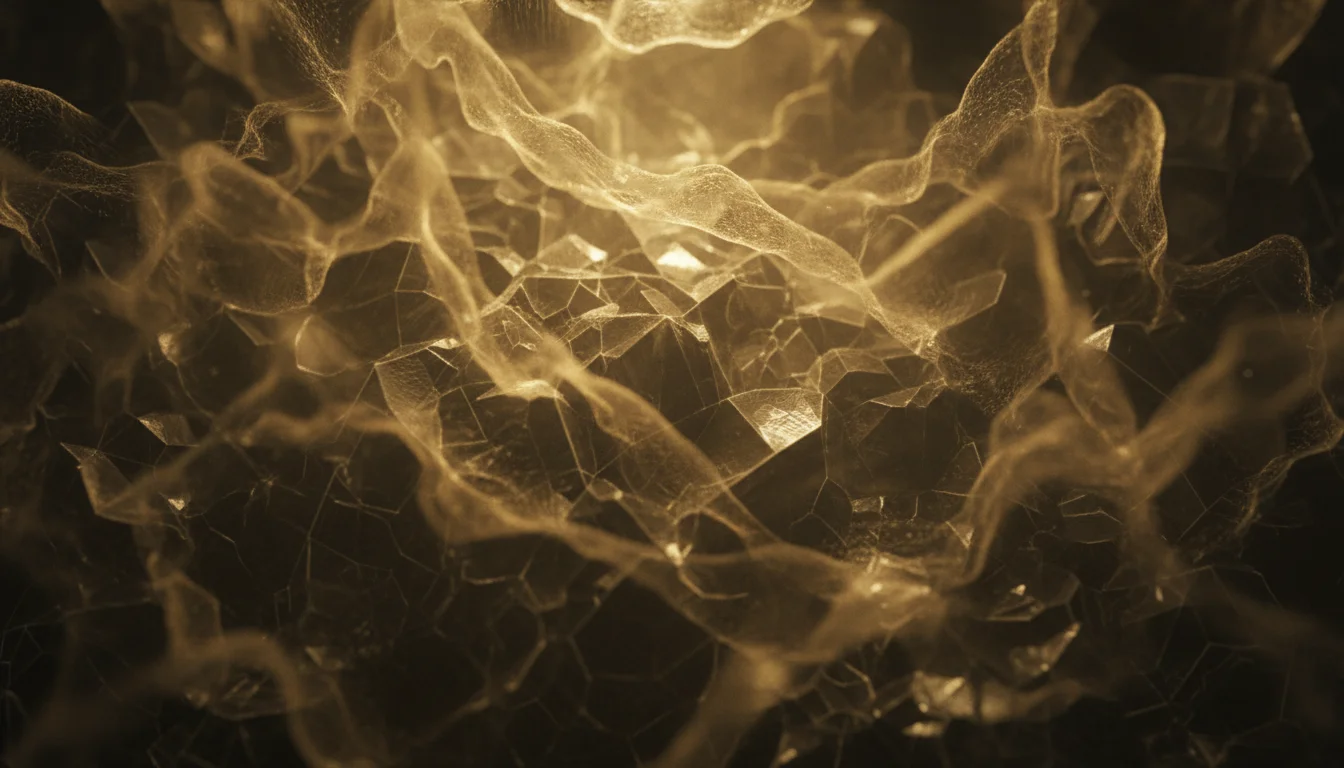 Ai ilustrace: Mikroskopická krajina zahalená v husté zlatavé mlze světelných vln.