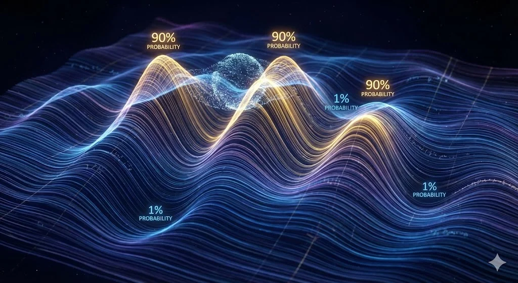 Abstraktní 3D vizualizace kvantové vlnové funkce