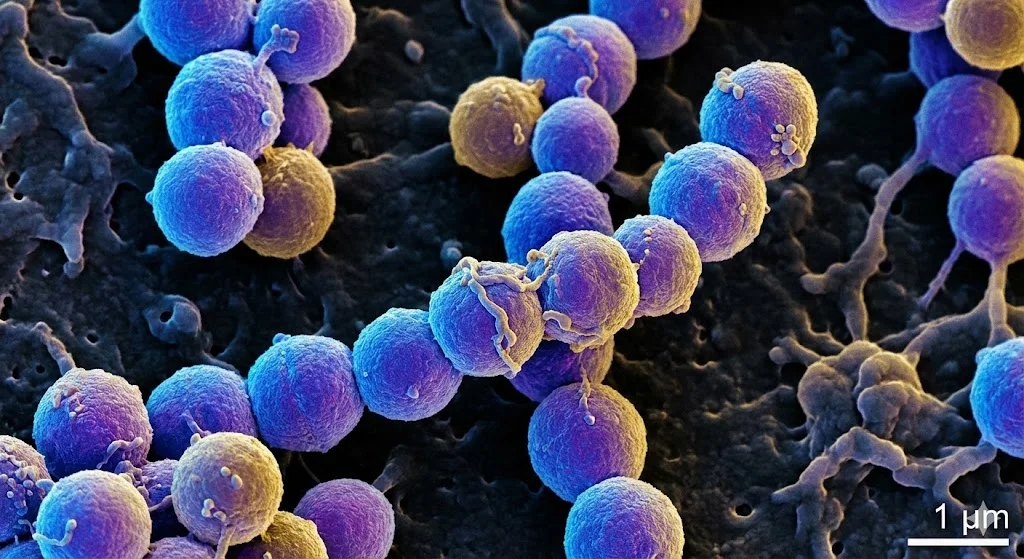 Bakterie Streptococcus pyogenes - vygenerováno AI