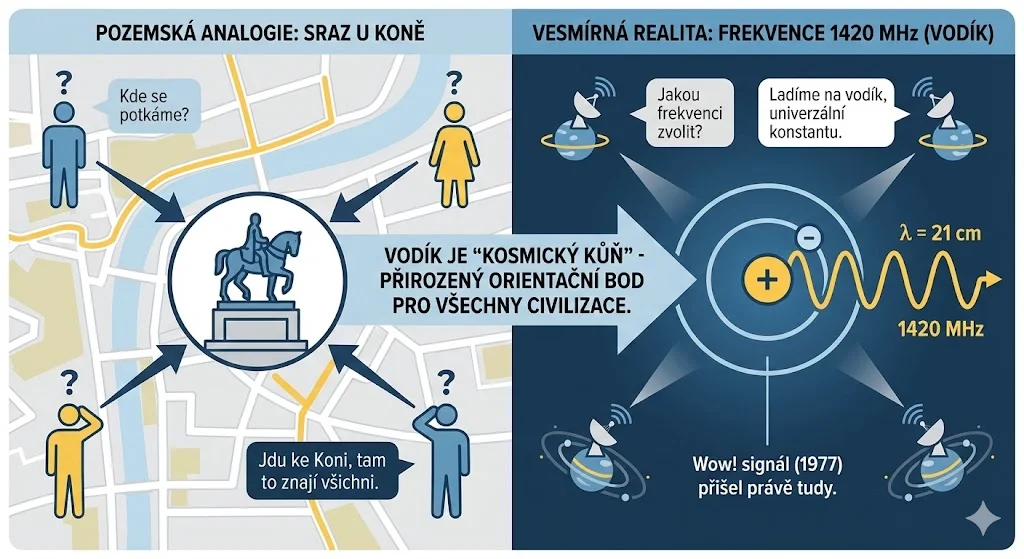 Proč právě frekvence 1420 MHz: Sraz U Koně ve vesmíru