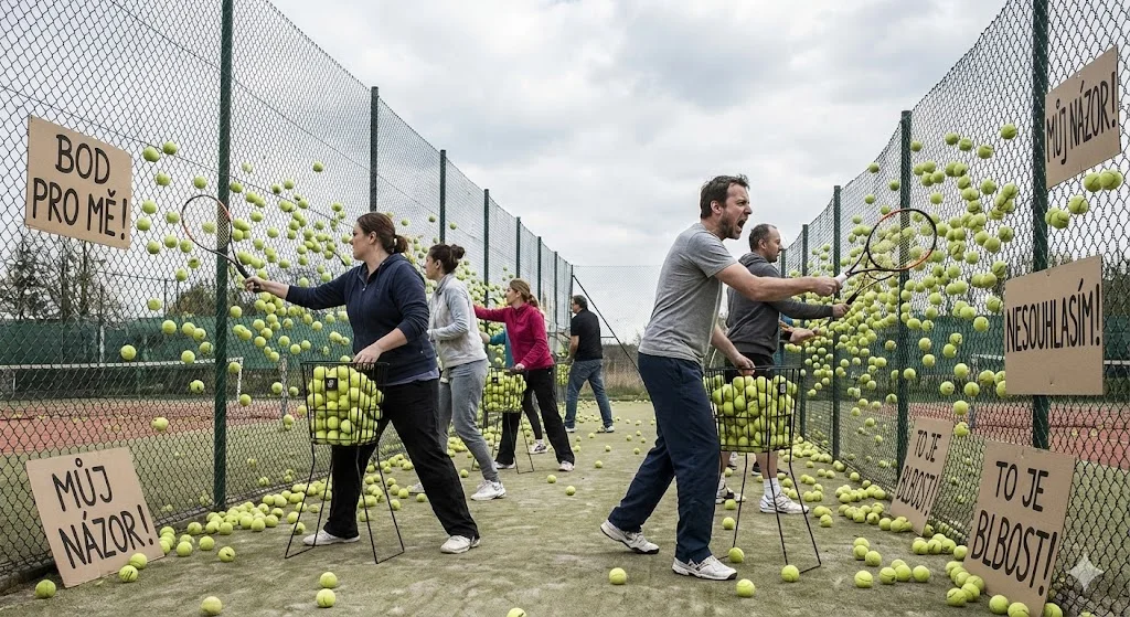 Házení tenisáků do plotu