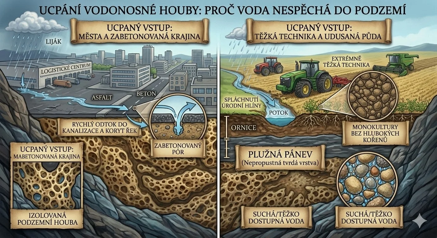 Proč voda nespěchá do podzemí